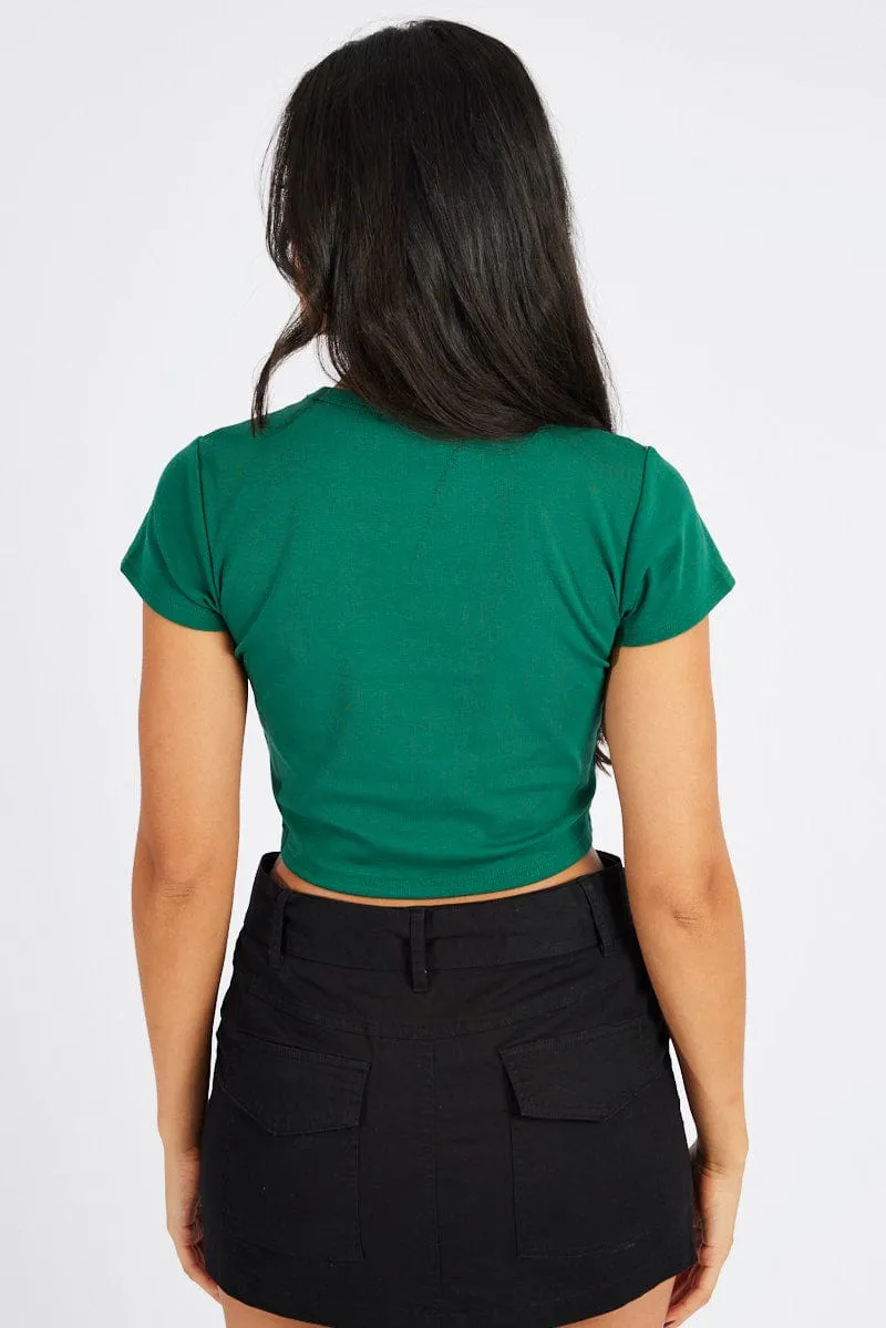Green Graphic Tee Crop Short Sleeve sold by Ally Fashion product image thumbnail 5