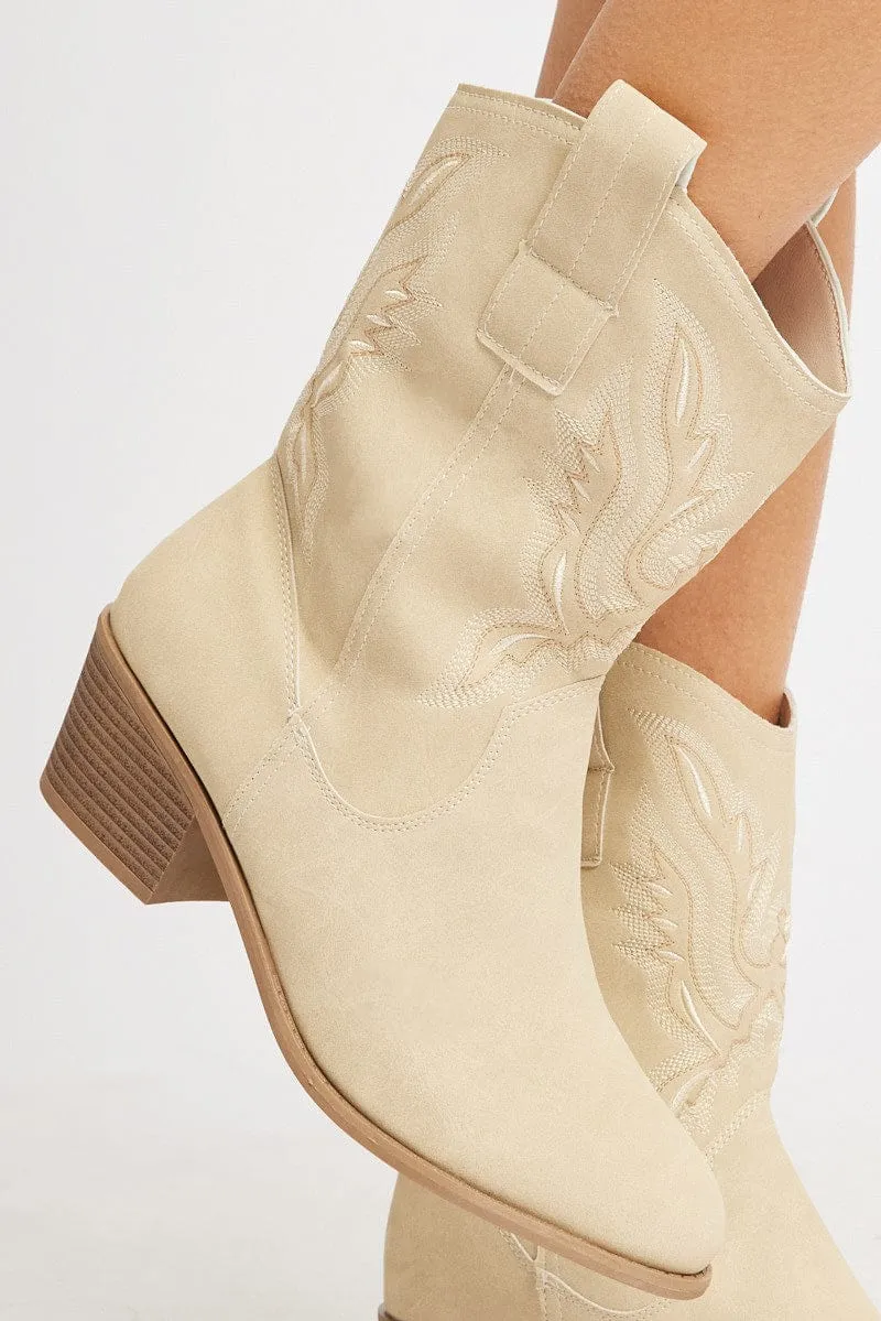White Western Ankle Boots sold by Ally Fashion product image thumbnail 2