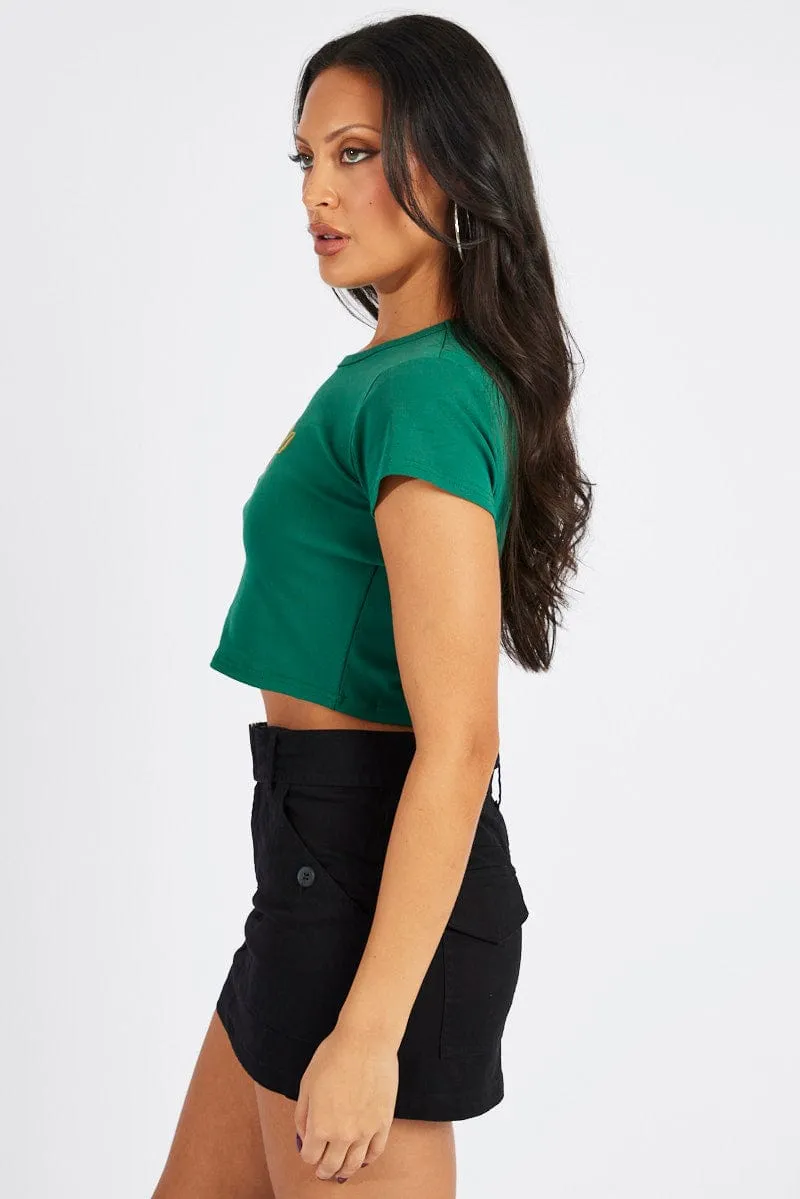 Green Graphic Tee Crop Short Sleeve sold by Ally Fashion product image thumbnail 4