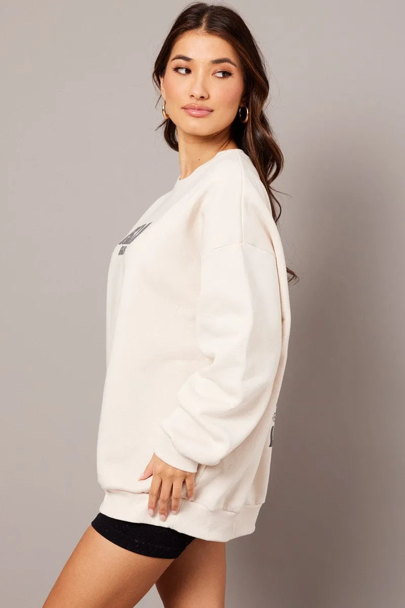 Beige Graphic Sweater Long Sleeve sold by Ally Fashion product image thumbnail 4