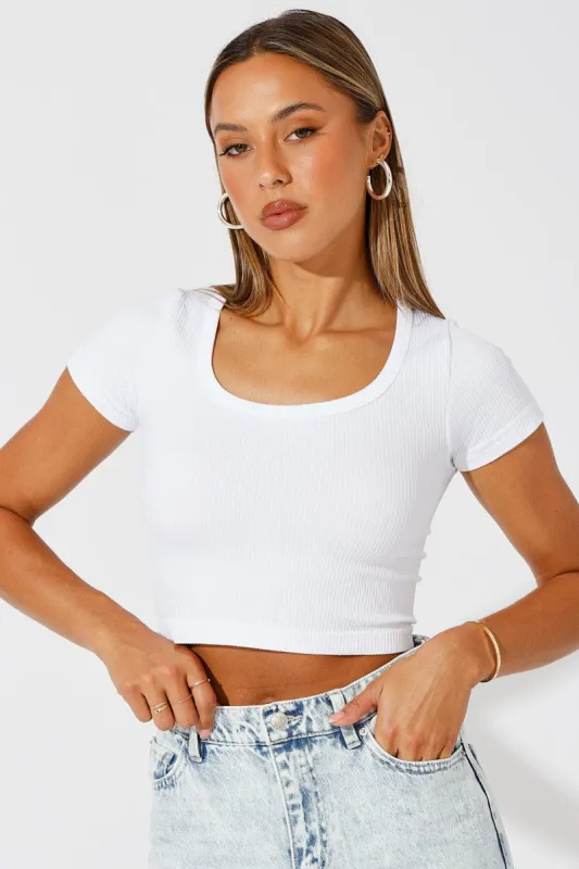 White T Shirt Short Sleeve Round Neck Seamless sold by Ally Fashion