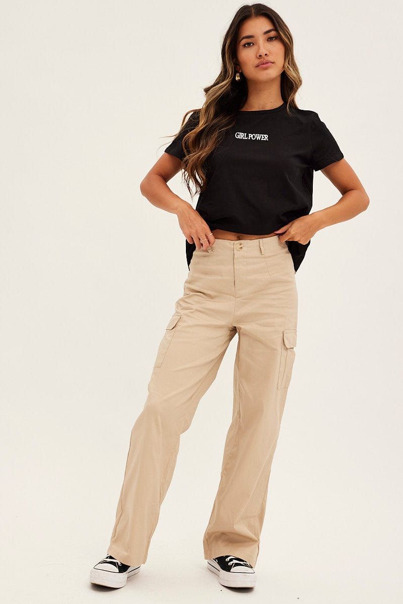 Camel Cargo Pants High Rise sold by Ally Fashion