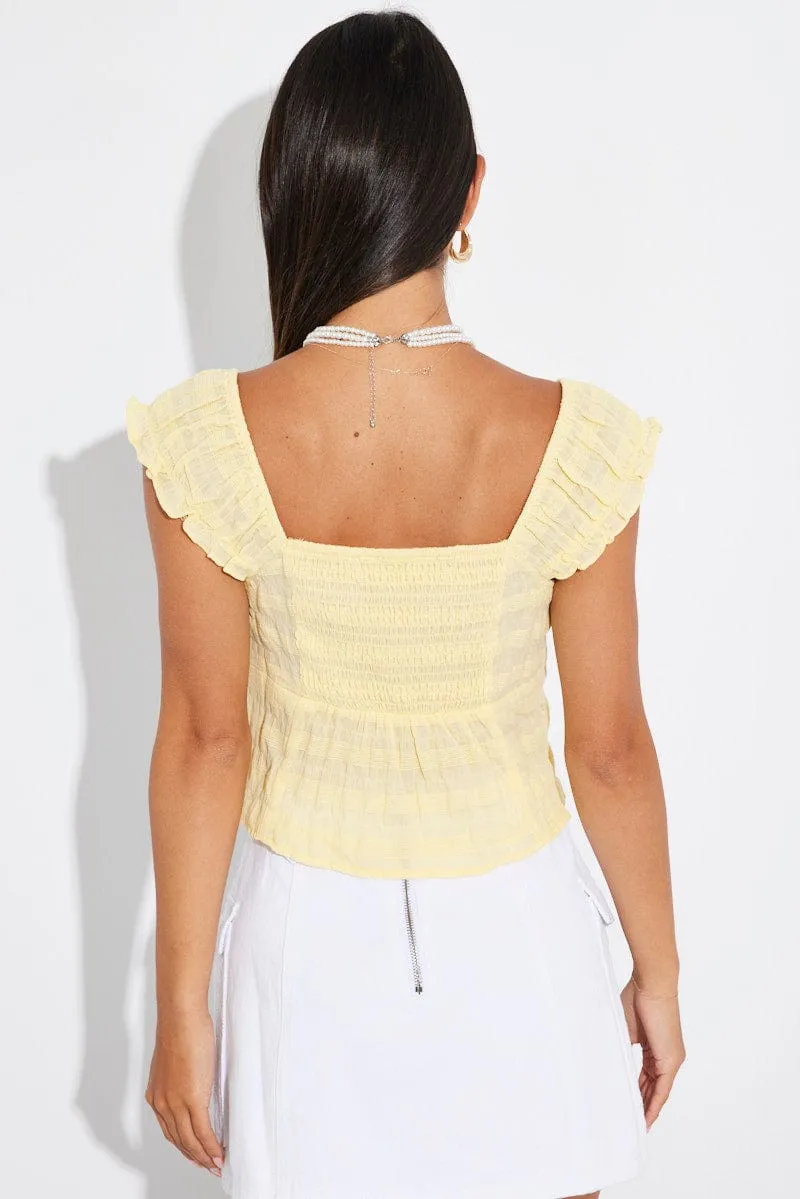 Yellow Puff Sleeve Top Short Sleeve sold by Ally Fashion product image thumbnail 5