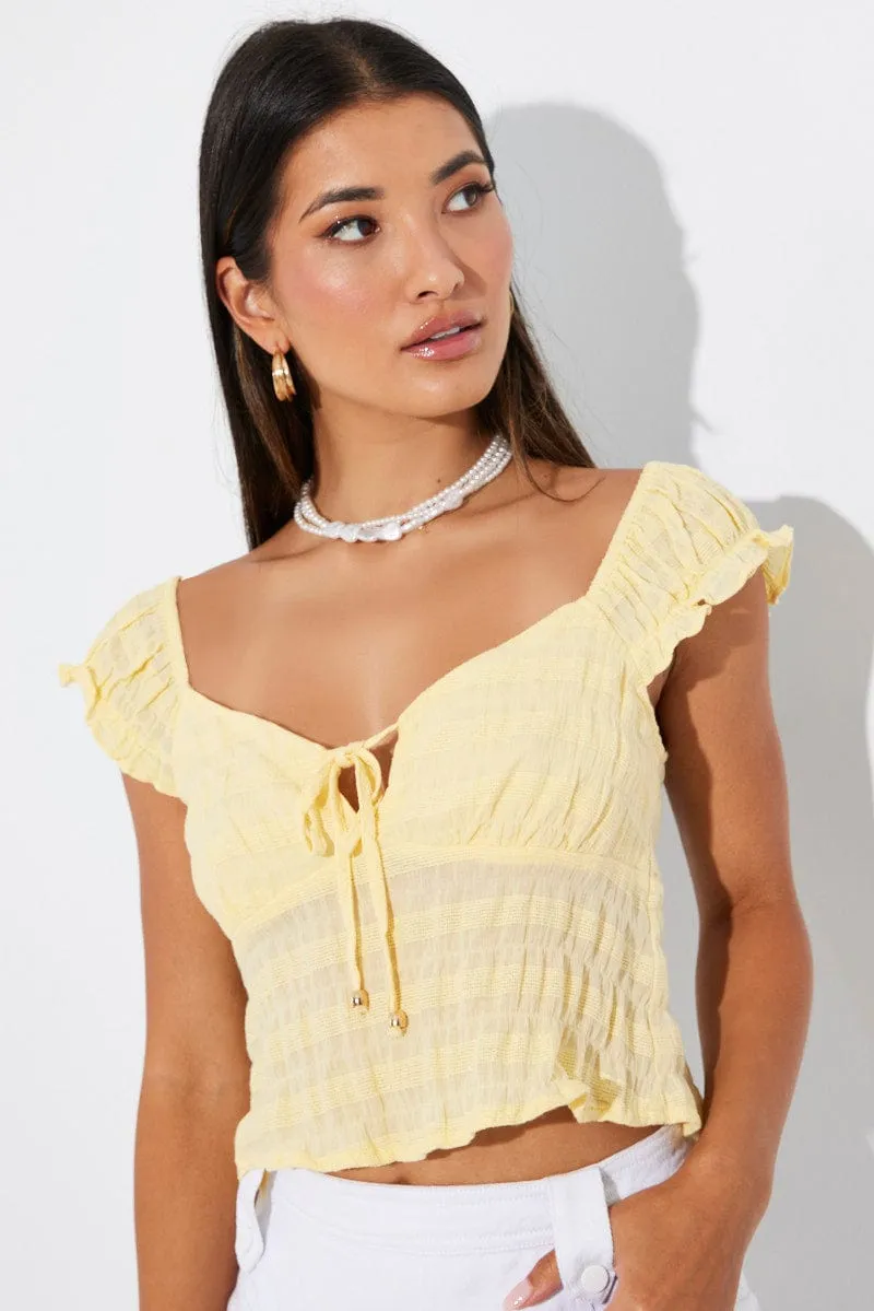 Yellow Puff Sleeve Top Short Sleeve sold by Ally Fashion product image thumbnail 3