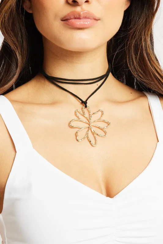 Gold Flower Necklace Choker sold by Ally Fashion