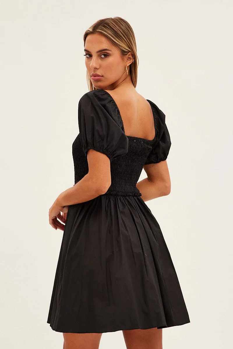 White Fit And Flare Dress Puff Sleeve Mini Poplin sold by Ally Fashion product image thumbnail 5