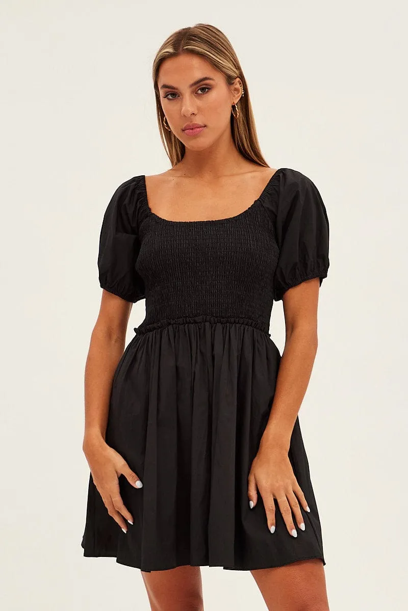 White Fit And Flare Dress Puff Sleeve Mini Poplin sold by Ally Fashion product image thumbnail 3