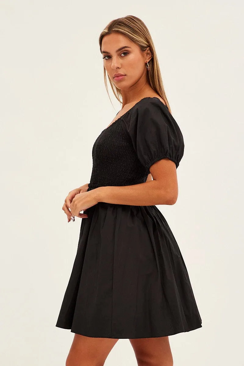 White Fit And Flare Dress Puff Sleeve Mini Poplin sold by Ally Fashion product image thumbnail 4