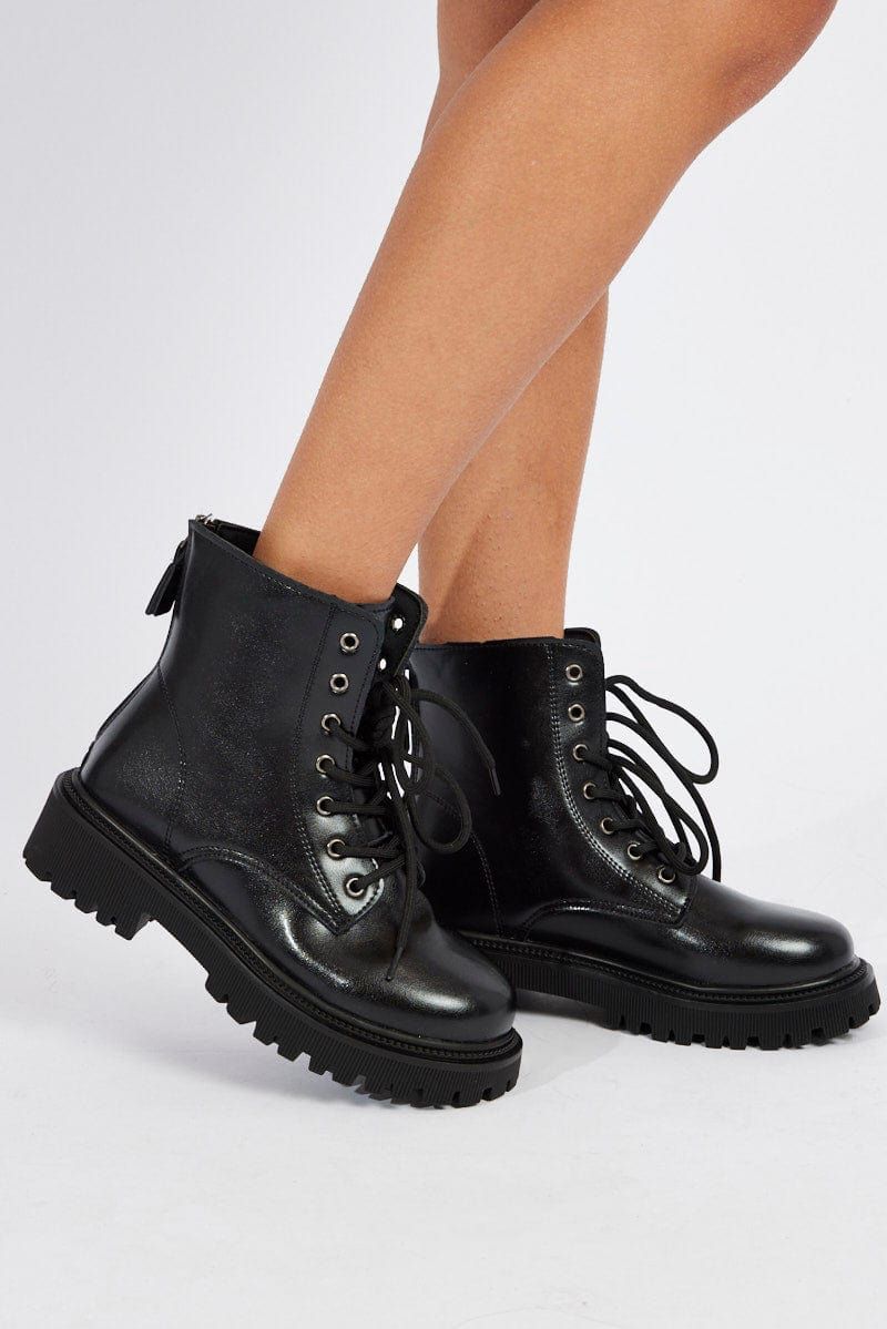 Black Lace Up Ankle Boots sold by Ally Fashion product image thumbnail 2
