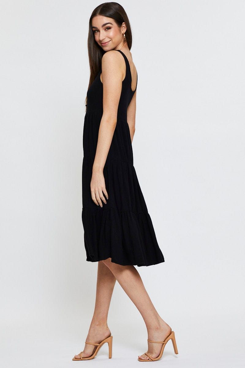 Black Midi Dress Sleeveless Linen sold by Ally Fashion product image thumbnail 4