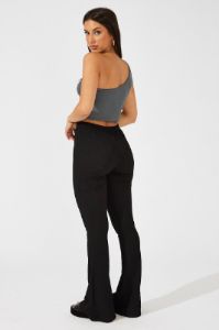 Black Flare Leg Pants Textured Jersey sold by Ally Fashion