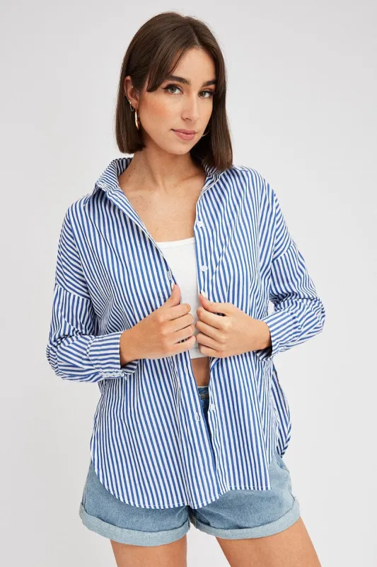Blue Stripe Shirt Long Sleeve Stripes sold by Ally Fashion