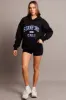 Black Graphic Sweat Hoodie Long Sleeve sold by Ally Fashion