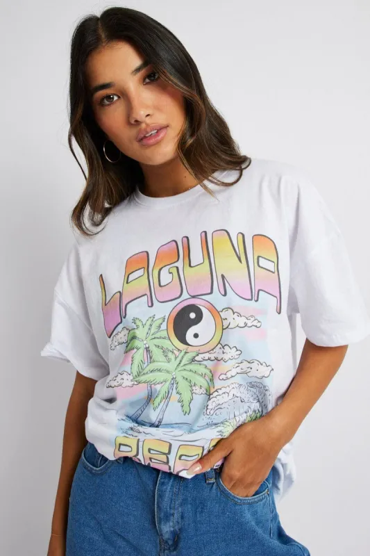White Graphic Tee Surf Slogan T-shirt sold by Ally Fashion