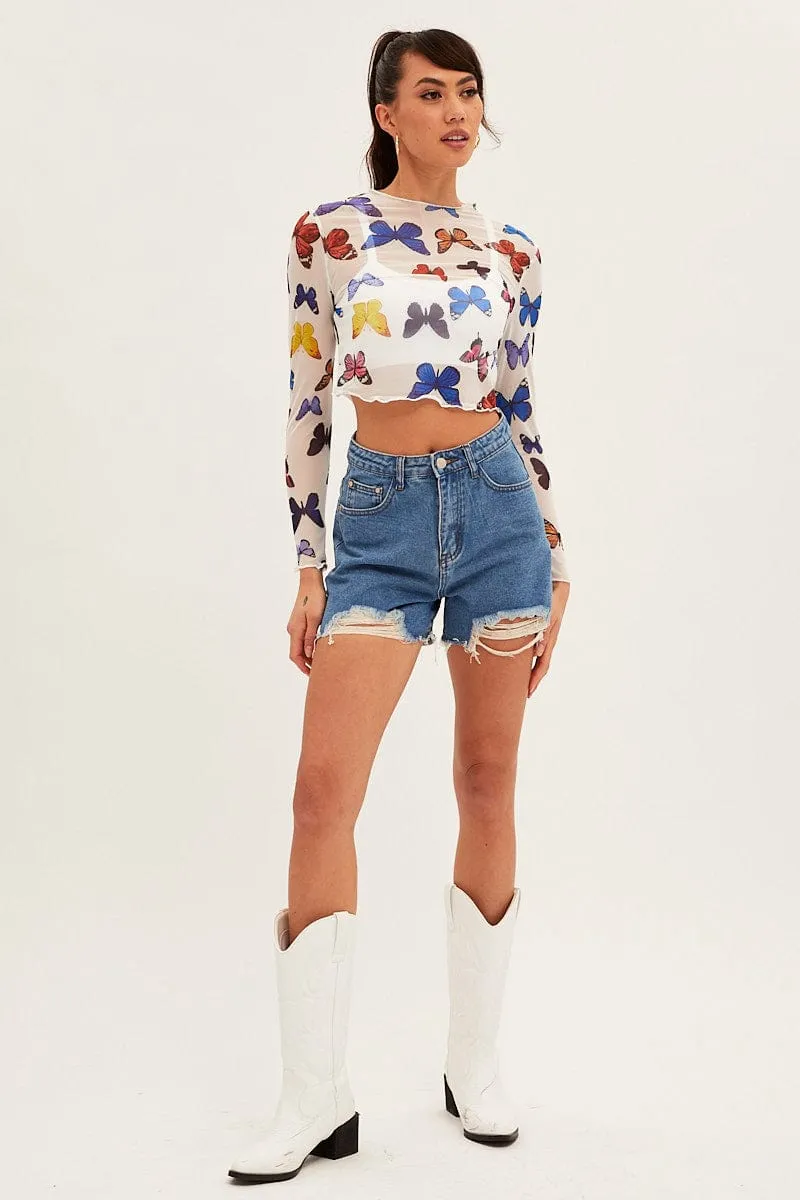 Blue Relaxed Denim Shorts High Rise sold by Ally Fashion product image thumbnail 2