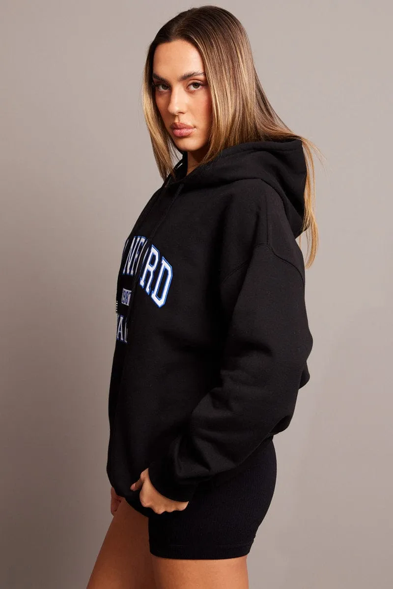 Black Graphic Sweat Hoodie Long Sleeve sold by Ally Fashion product image thumbnail 4