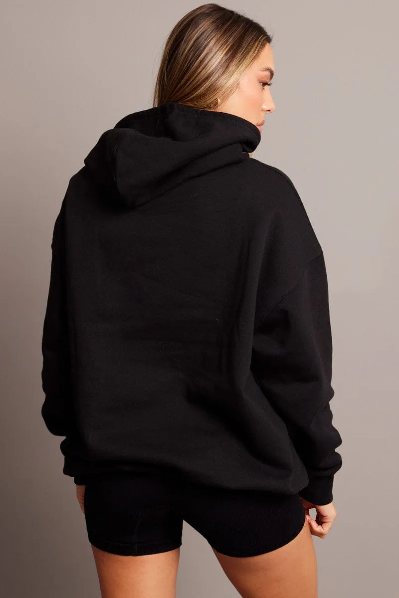 Black Graphic Sweat Hoodie Long Sleeve sold by Ally Fashion product image thumbnail 5