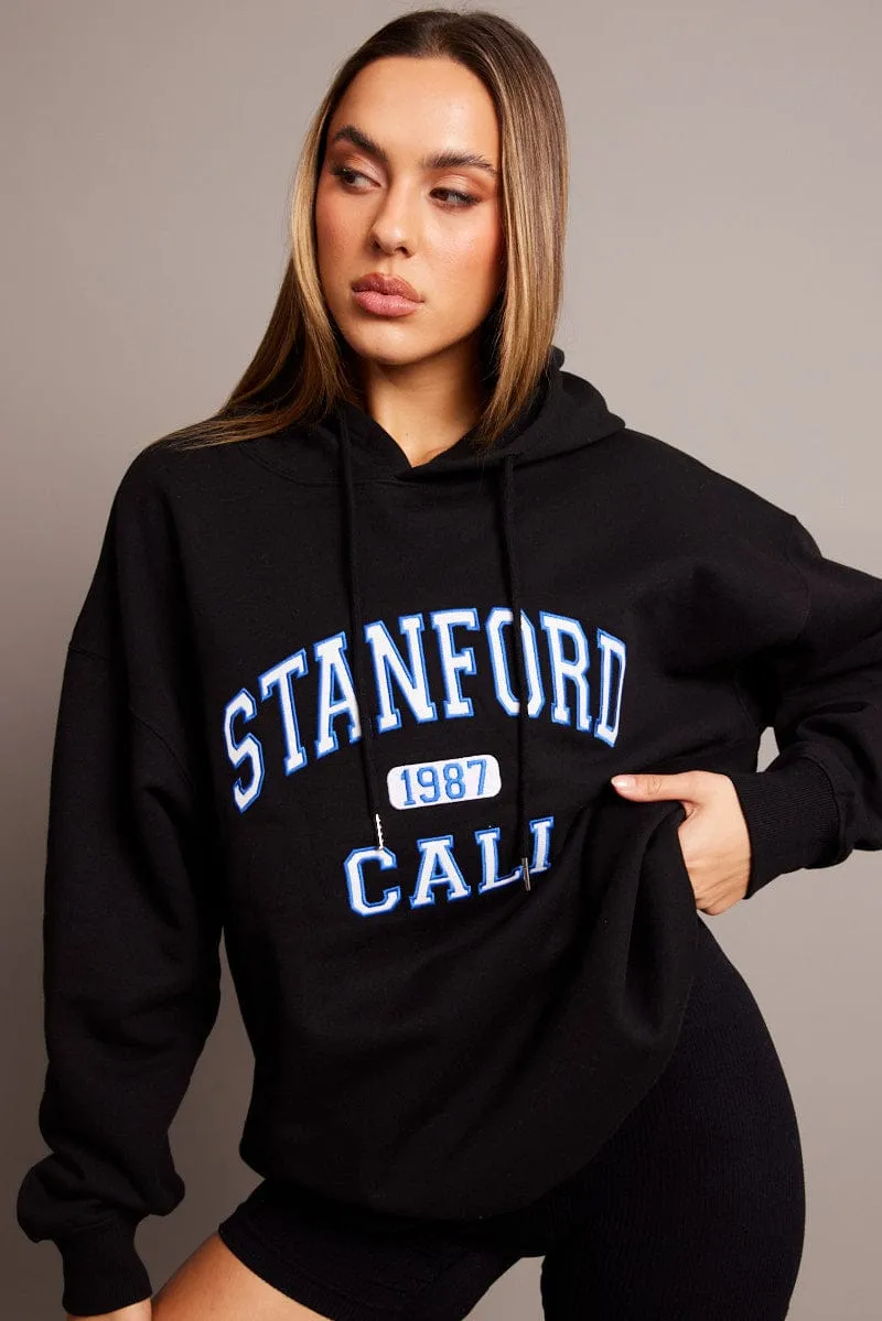 Black Graphic Sweat Hoodie Long Sleeve sold by Ally Fashion product image thumbnail 2