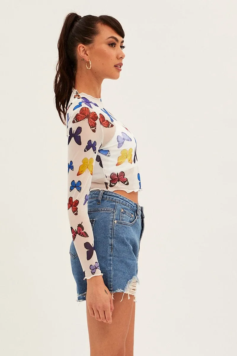 Blue Relaxed Denim Shorts High Rise sold by Ally Fashion product image thumbnail 4