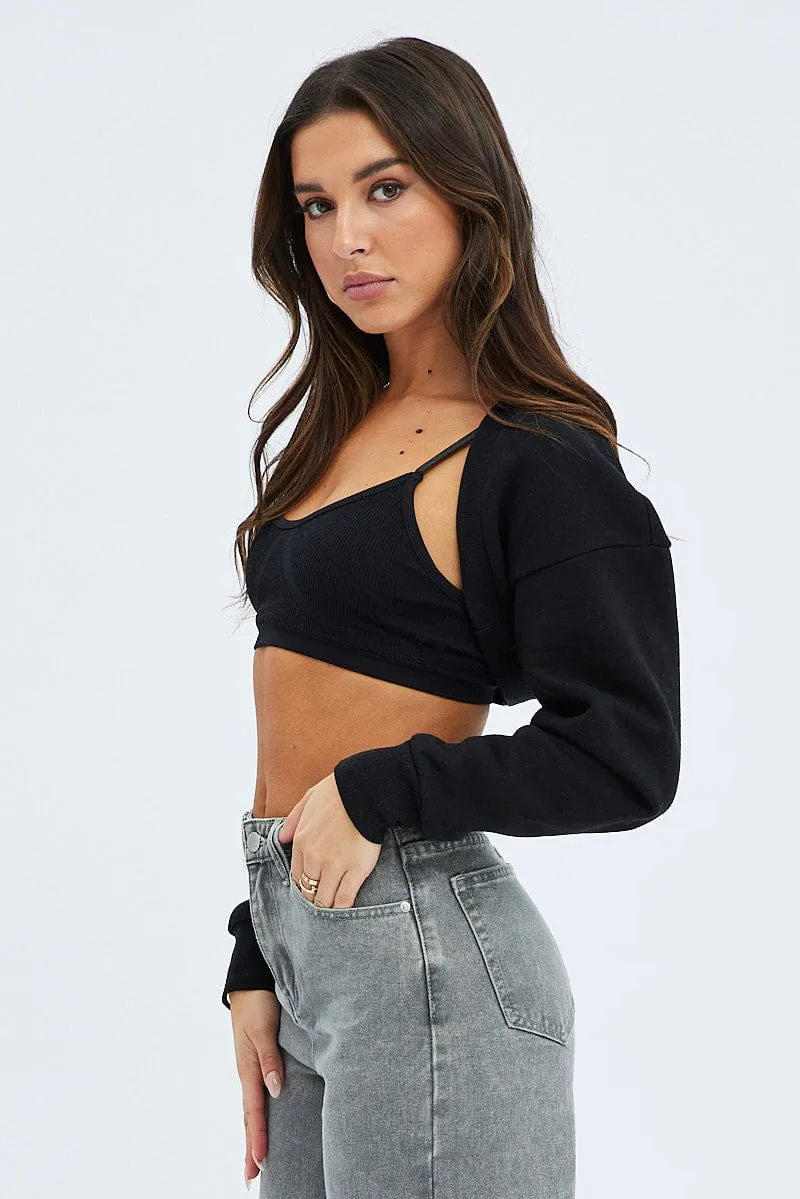 Black Bolero Long Sleeve Crop sold by Ally Fashion product image thumbnail 4