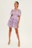 Blue Floral Fit And Flare Dress Short Sleeve Backless sold by Ally Fashion