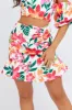 Multi Floral Gathered Skirt Mini Length Ruffle Detail sold by Ally Fashion