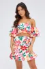 Multi Floral Gathered Skirt Mini Length Ruffle Detail sold by Ally Fashion