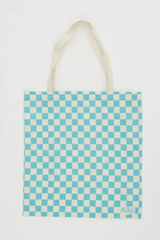 Blue Check Tote Bag Printed sold by Ally Fashion