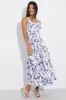 White Floral Maxi Dress Shirred Bust Tiered sold by Ally Fashion