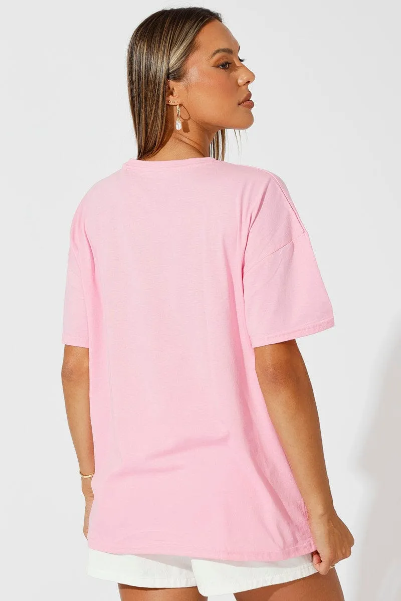 Pink Graphic Tee Tropical Palm Slogan Oversized Tshirt sold by Ally Fashion product image thumbnail 5