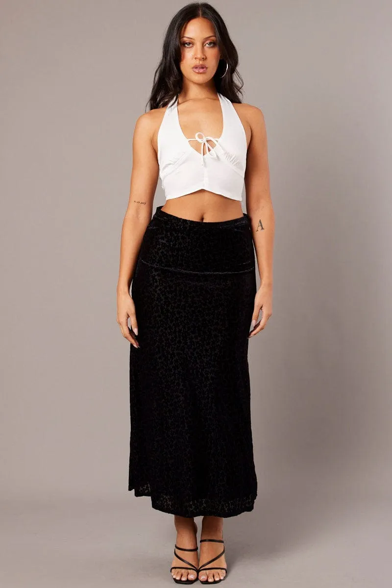 Black Maxi Skirt Mid Rise Burn Out sold by Ally Fashion product image thumbnail 2