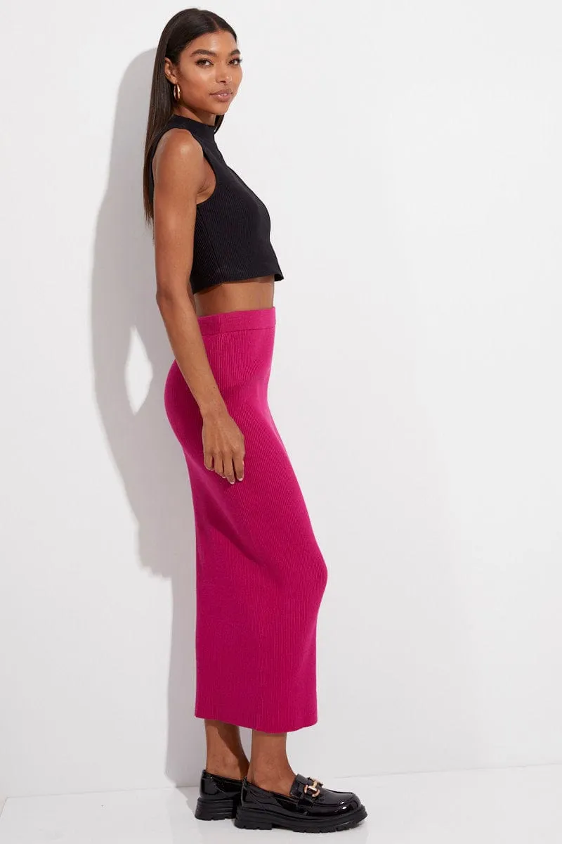 Pink Knit Skirt Midi High Rise sold by Ally Fashion product image thumbnail 4