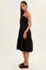 Black Midi Dress Sleeveless Ruched Tiered sold by Ally Fashion