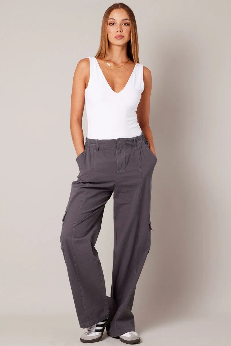 Grey Cargo Pants Mid Rise sold by Ally Fashion product image thumbnail 2