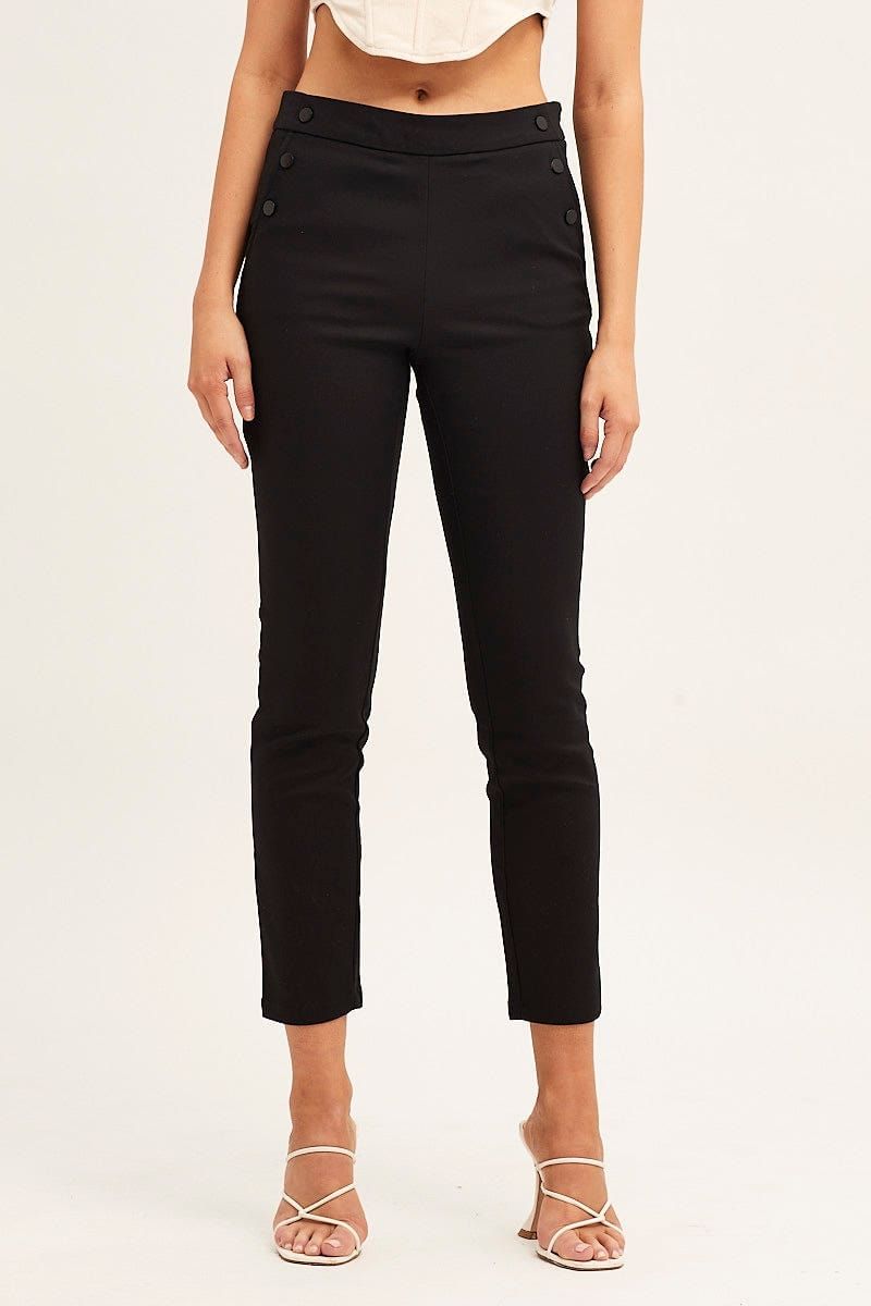 Black Button Detail Work Pants sold by Ally Fashion product image thumbnail 2