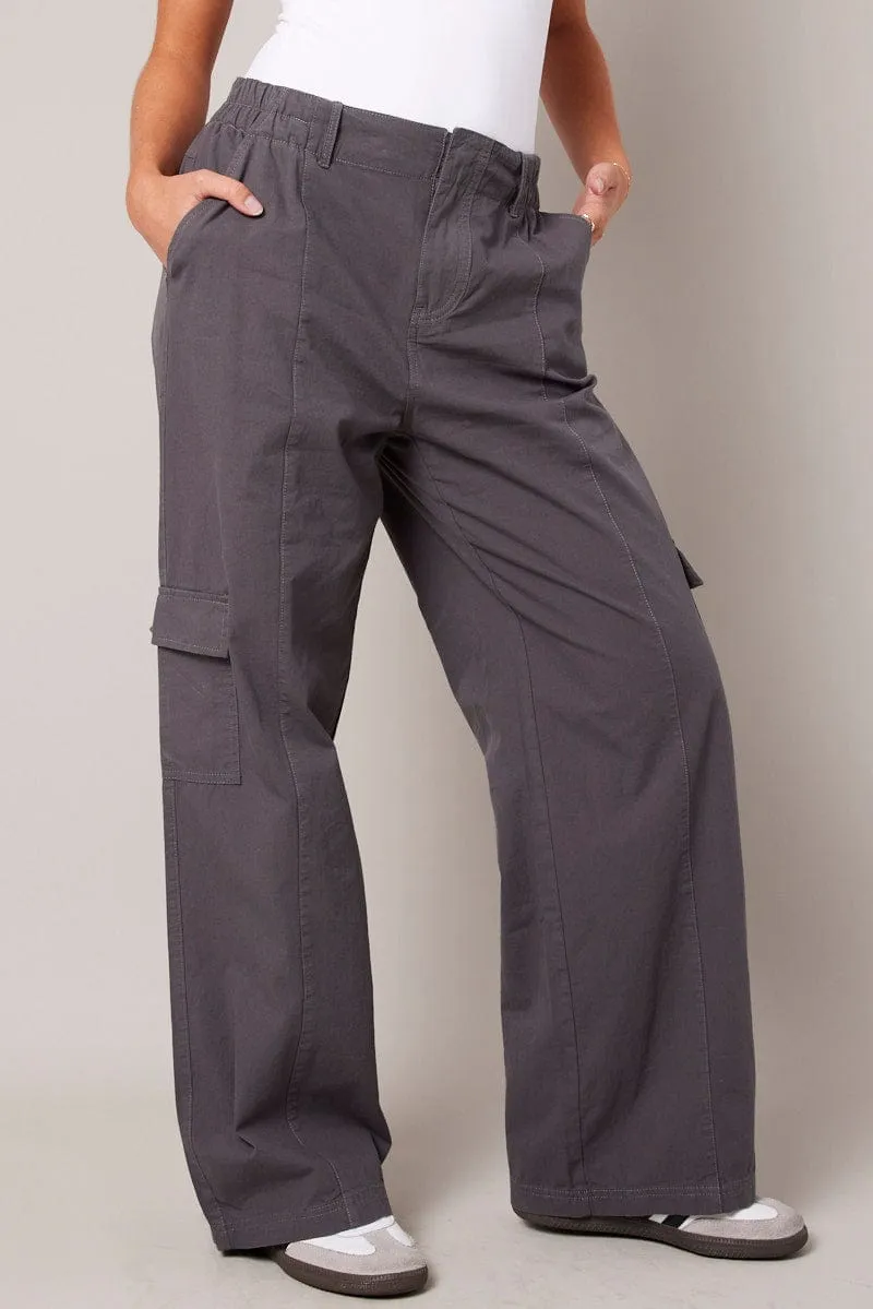 Grey Cargo Pants Mid Rise sold by Ally Fashion