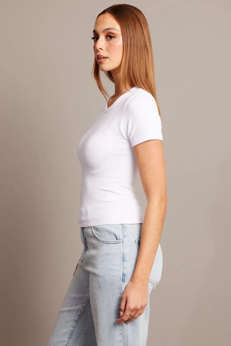 White T Shirt Short Sleeve Crew Neck Seamless sold by Ally Fashion product image thumbnail 4