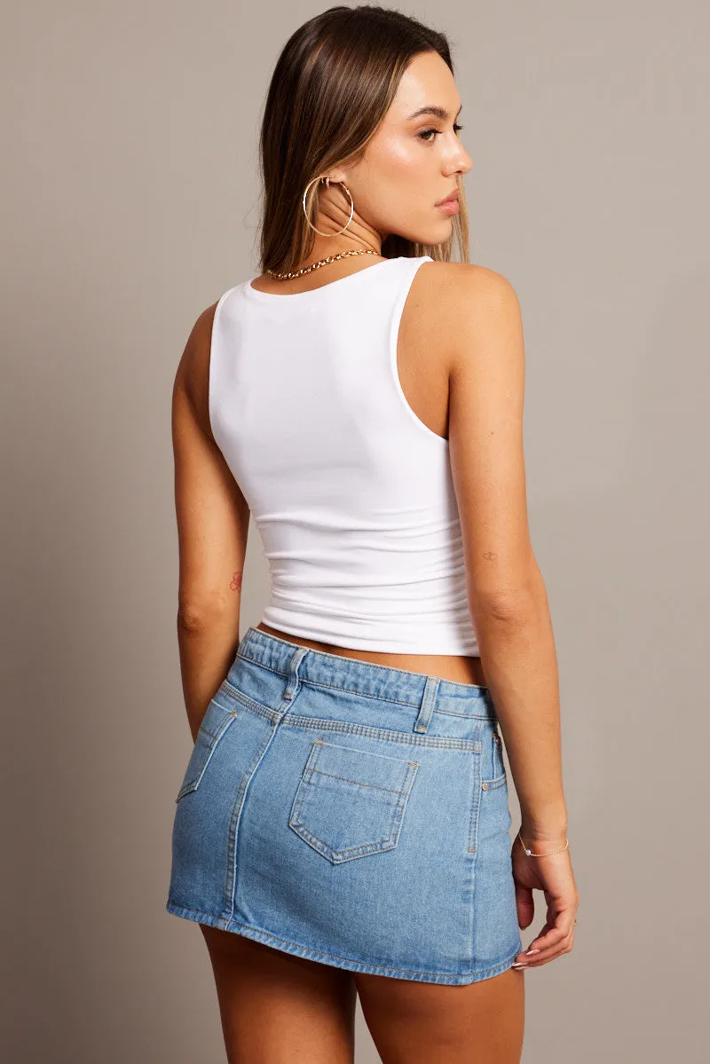 White Tank Top Ruched supersoft sold by Ally Fashion product image thumbnail 5