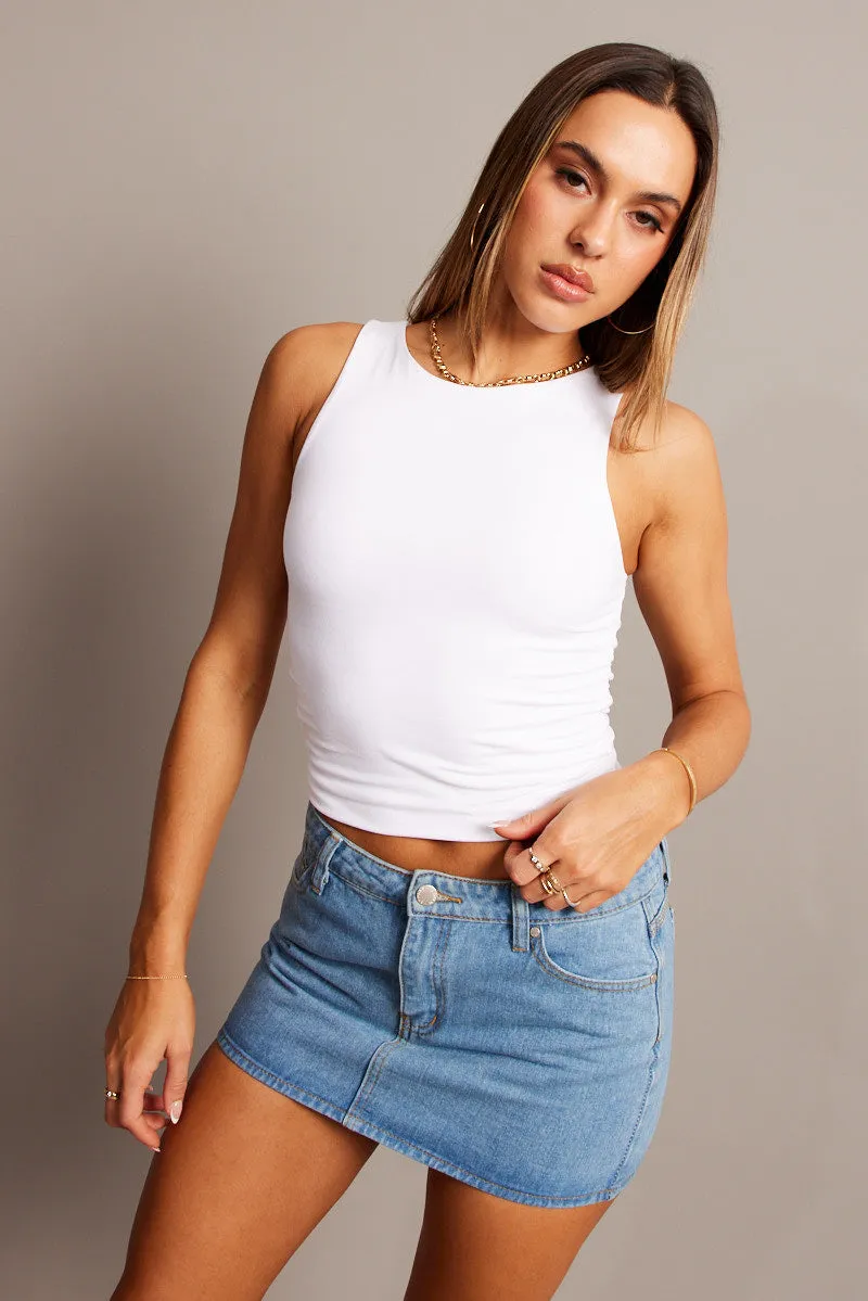 White Tank Top Ruched supersoft sold by Ally Fashion product image thumbnail 2