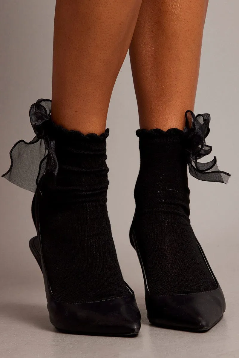 Black Bow Decor Socks sold by Ally Fashion