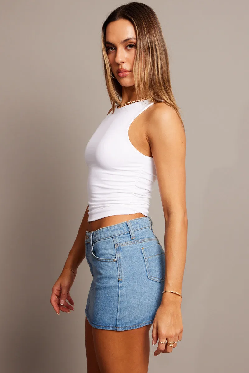White Tank Top Ruched supersoft sold by Ally Fashion product image thumbnail 4