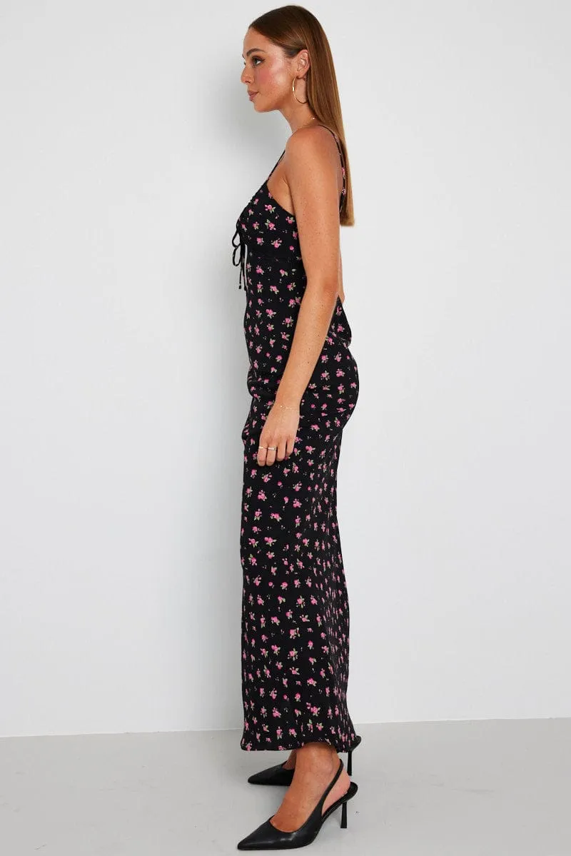 Black Floral Maxi Dress Sleeveless sold by Ally Fashion product image thumbnail 4