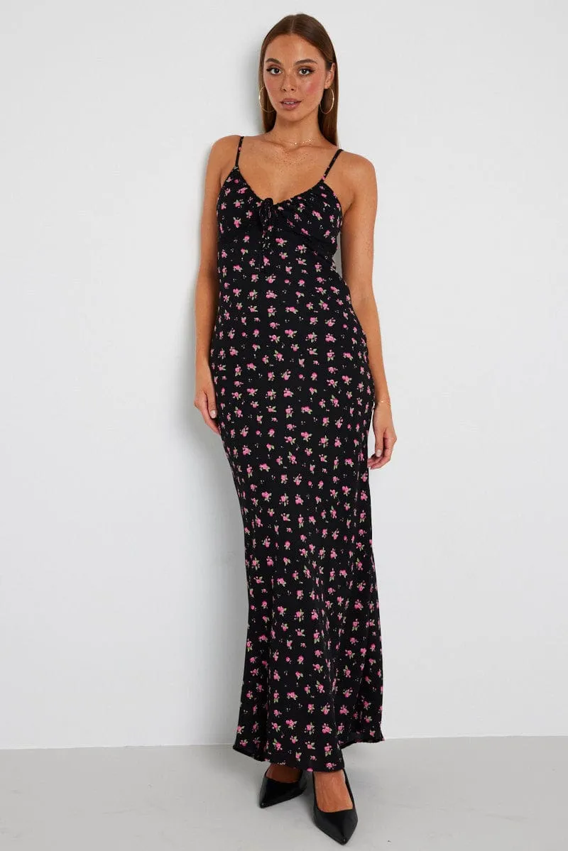 Black Floral Maxi Dress Sleeveless sold by Ally Fashion product image thumbnail 2