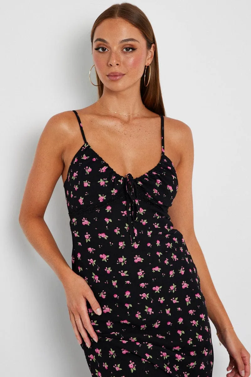 Black Floral Maxi Dress Sleeveless sold by Ally Fashion product image thumbnail 3