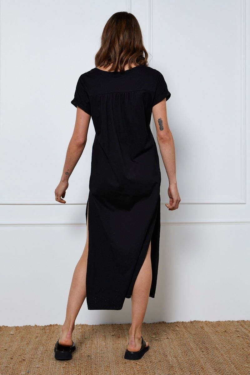 Black Maxi Dress Short Sleeve V Neck sold by Ally Fashion product image thumbnail 5