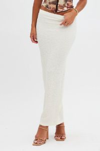 Beige Textured Maxi Skirt sold by Ally Fashion
