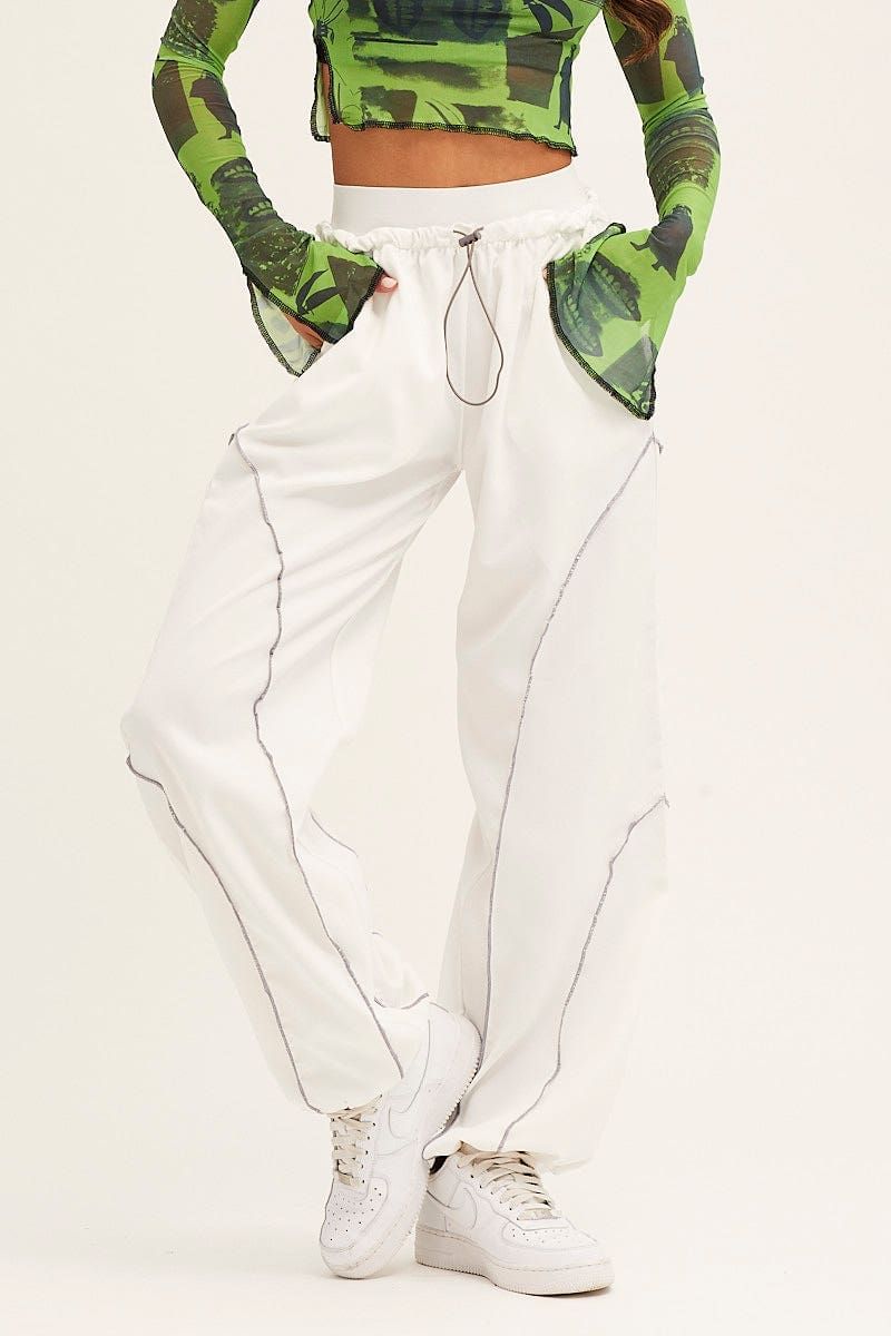 White Cargo Parachute Pants sold by Ally Fashion product image thumbnail 2