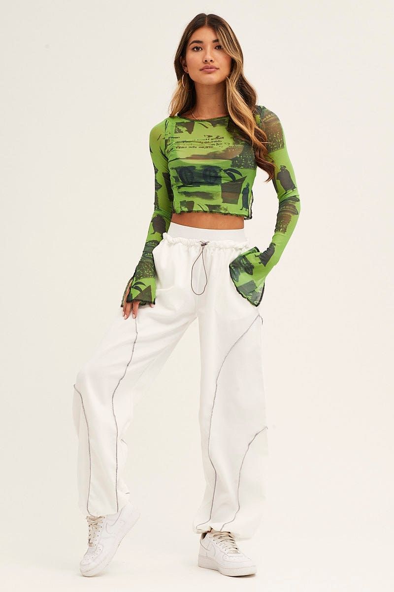 White Cargo Parachute Pants sold by Ally Fashion