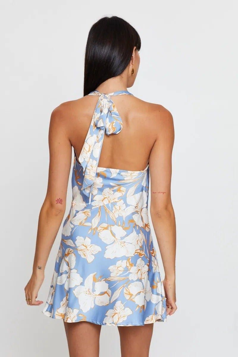 Print Slip Dress Evening Halter Neck Satin sold by Ally Fashion product image thumbnail 3