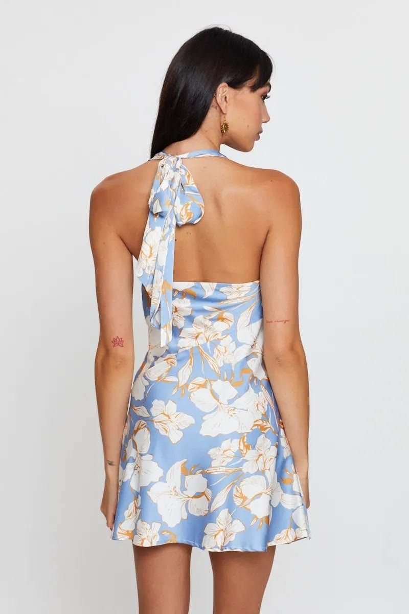 Print Slip Dress Evening Halter Neck Satin sold by Ally Fashion product image thumbnail 4